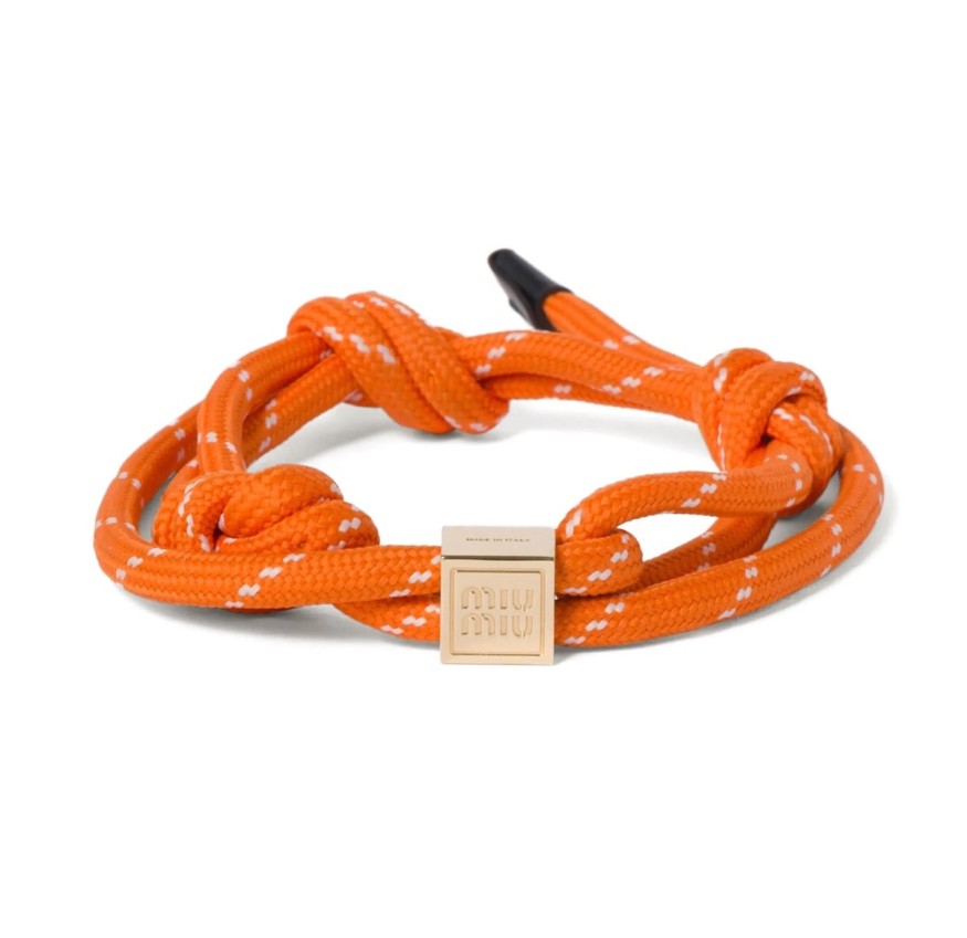 Miu Miu Logo-Charm Rope Bracelet
