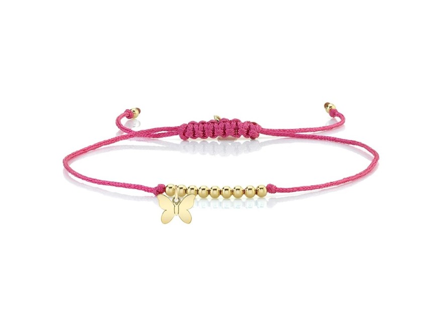 Sydney Evan Pure Gold Tiny Butterfly Cord Bracelet