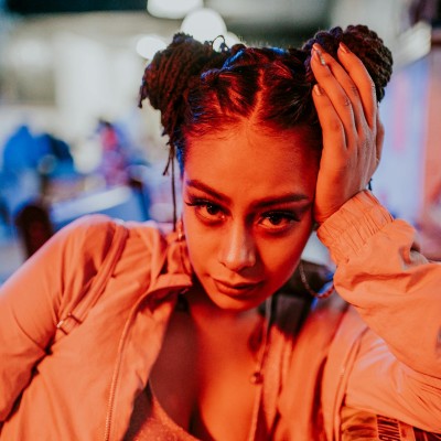 Portrait of 90s Style Woman