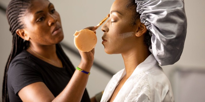 Makeup Artist Doing Makeup of a Woman