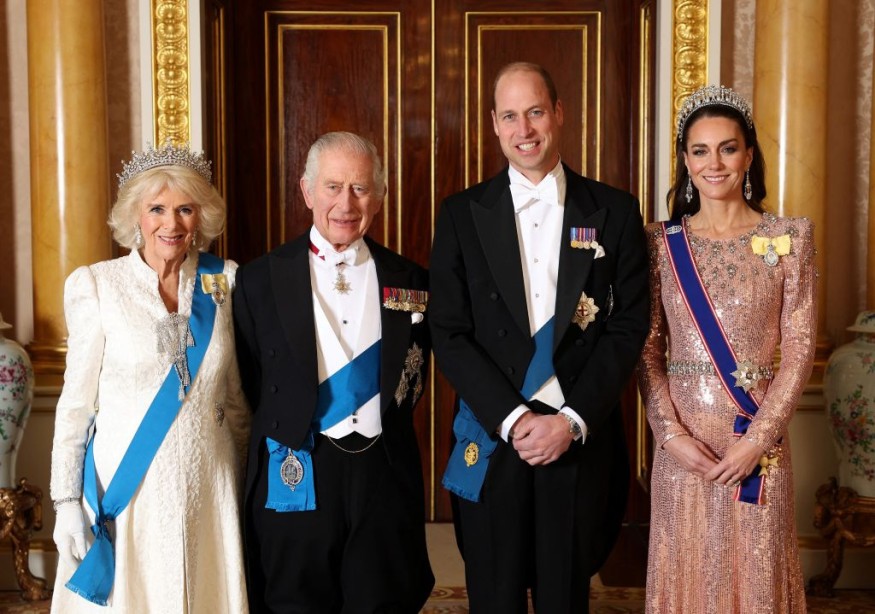 Britain's Queen Camilla, Britain's King Charles III, Britain's Prince William, Prince of Wales and Britain's Catherine, Princess of Wales Kate Middleton