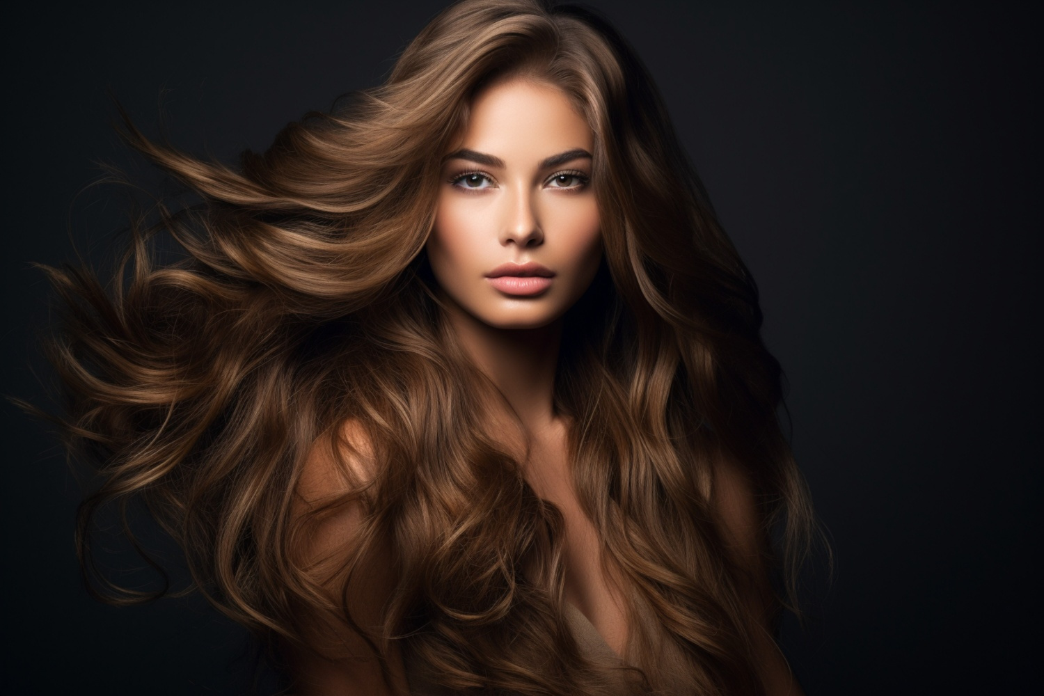 woman portrait long hair thick hair