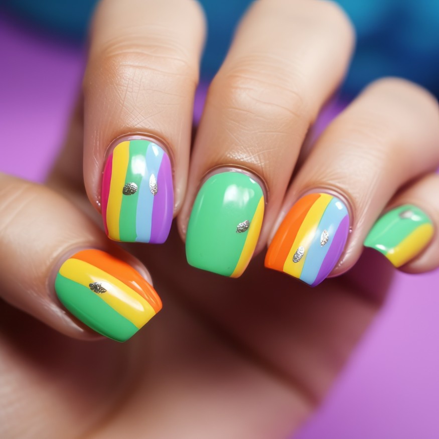 Rainbow nails