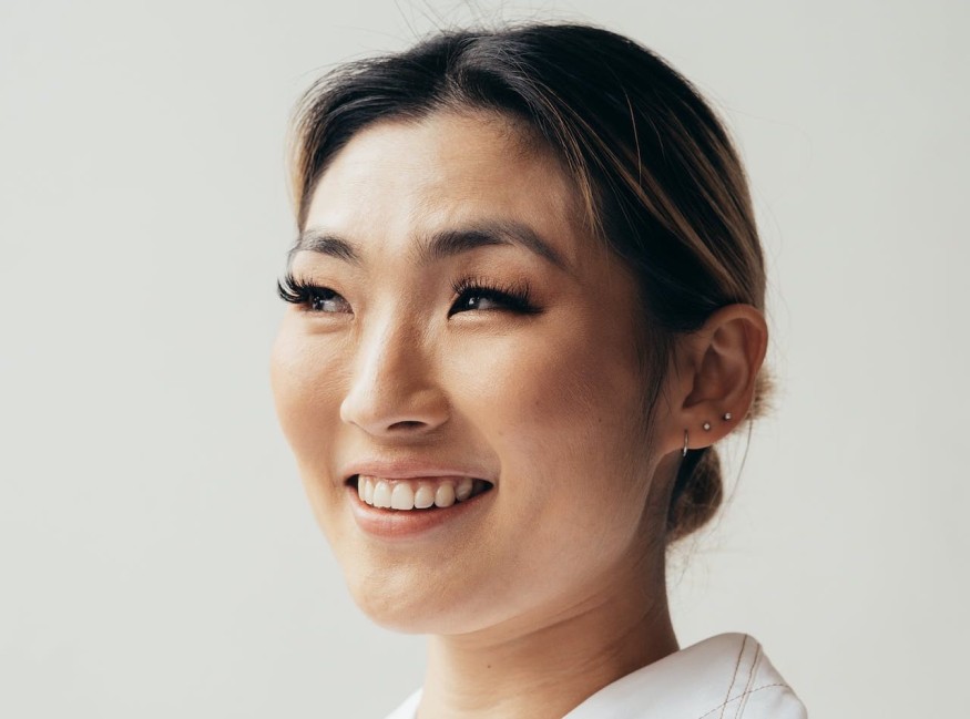 girl smiling long lashes